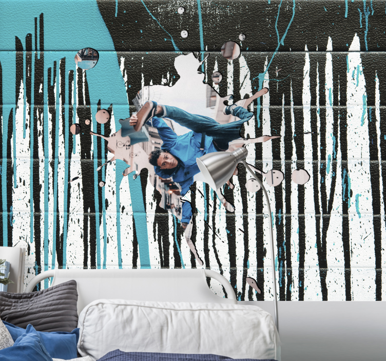 Fototapet urban kunst dynamisk skateboarder action - Tenstickers