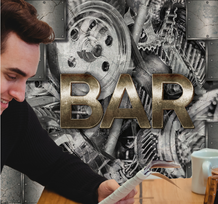 Fototapet urban kunst industrielt tannhjul skrifttype - Tenstickers