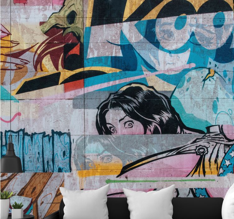Fototapet urban kunst storbygraffiti - Tenstickers