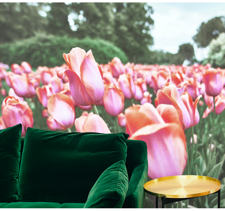 Fototapet valmue blomstrende tulipaner - Tenstickers
