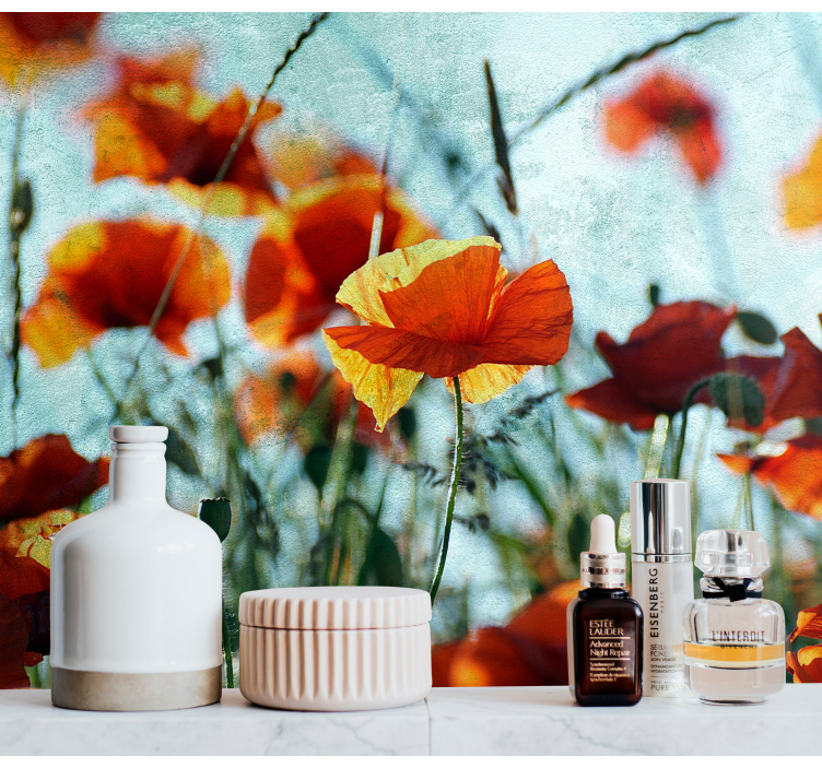 Fototapet valmue livlige valmueblomster - Tenstickers