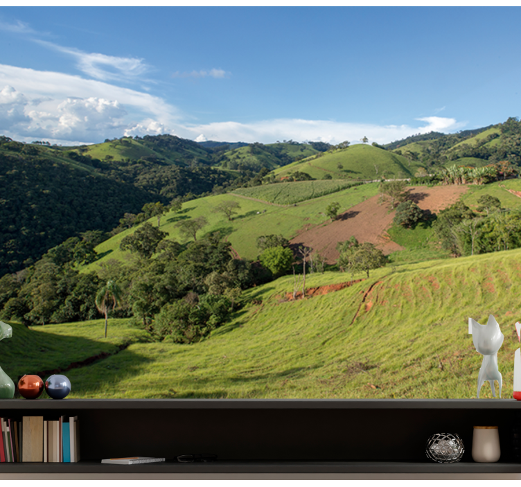 Frodige bølgende åser fototapet landskap - Tenstickers