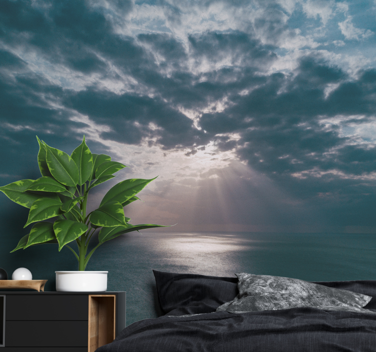 Gå gjennom skyene himmel fototapet - Tenstickers