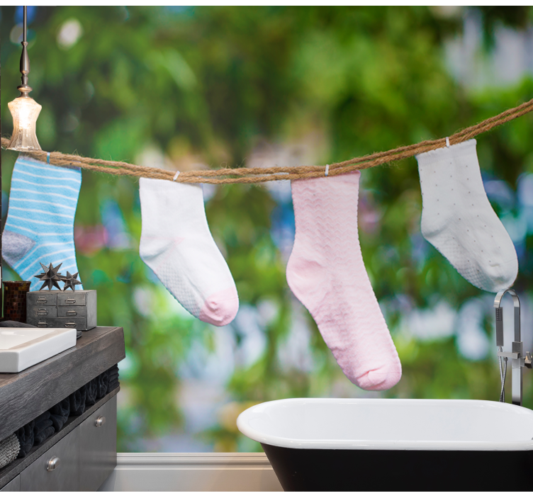 Hengende fargerike sokker fototapet vintage - Tenstickers