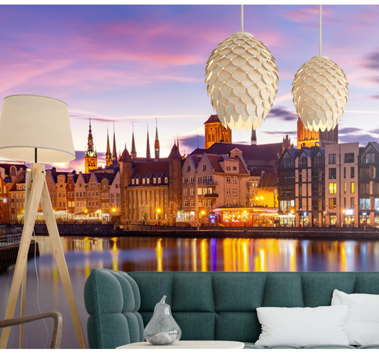 Historisk arkitektur ved elvebredden fototapet byer - Tenstickers