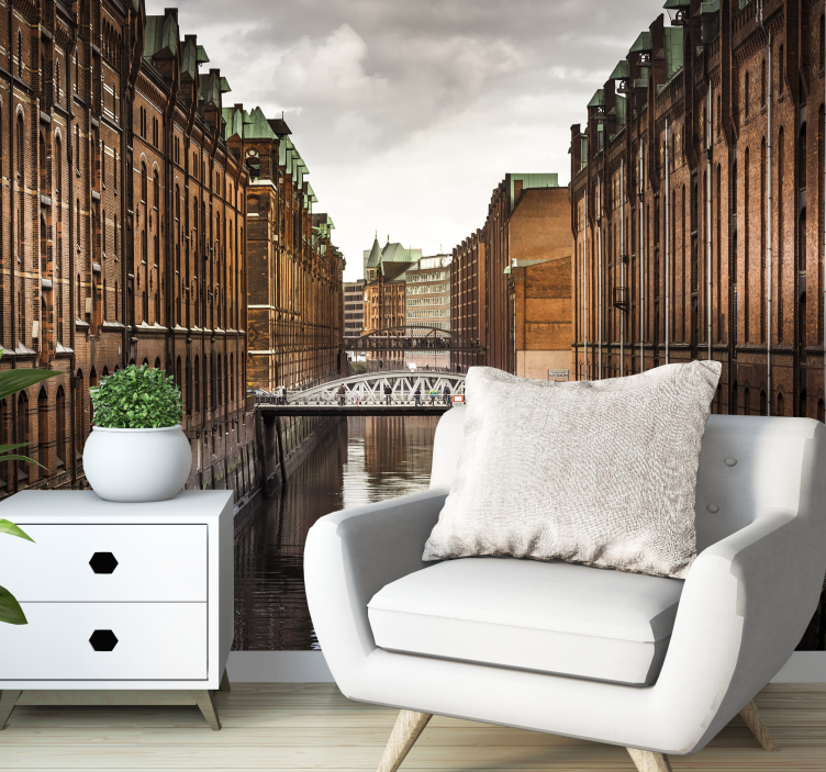 Historisk kanalutsikt fototapet Berlin - Tenstickers