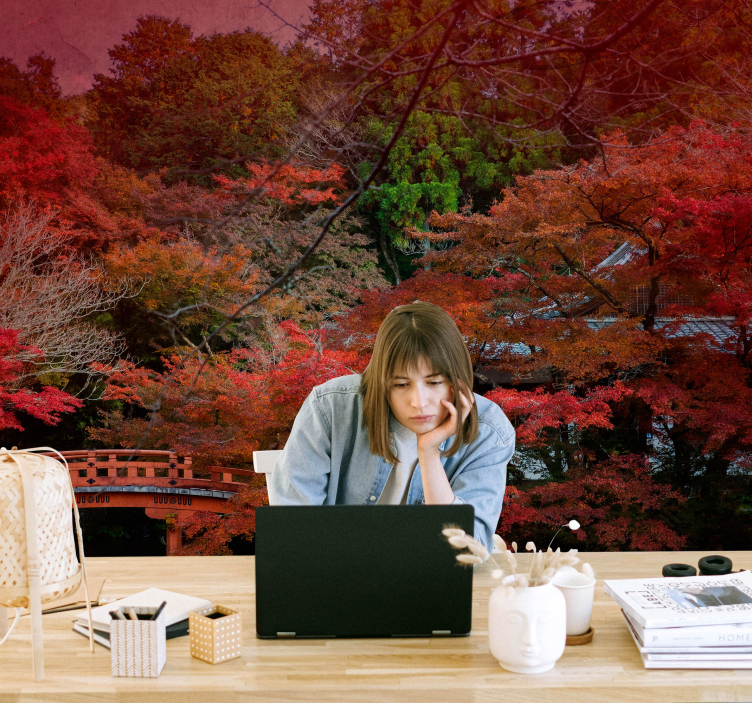 Høst i japan natur fototapet - Tenstickers