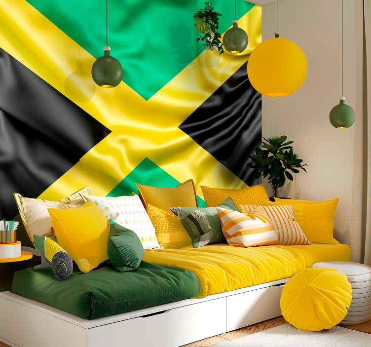 Jamaicansk flagg byer fototapet - Tenstickers