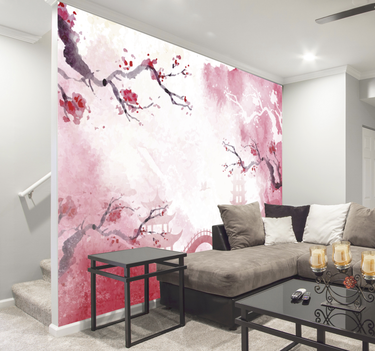 Japansk hage blomst fototapet - Tenstickers