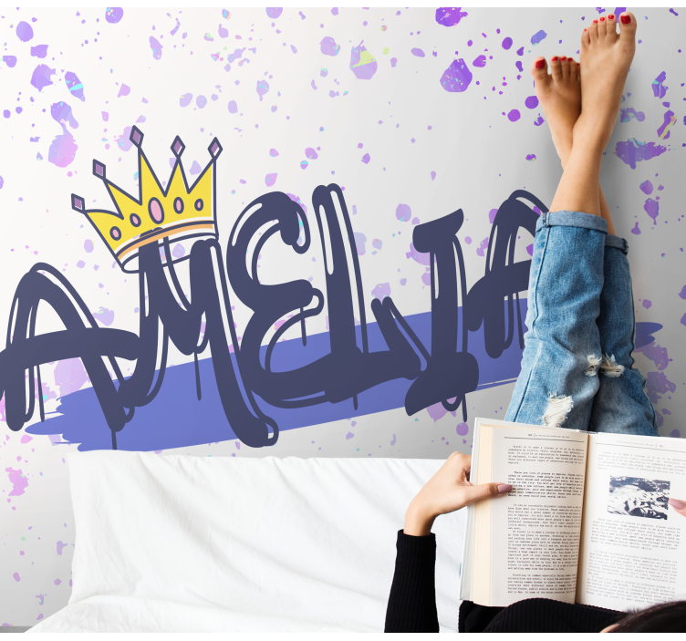 Jente graffiti med en krone urban kunst fototapet - Tenstickers