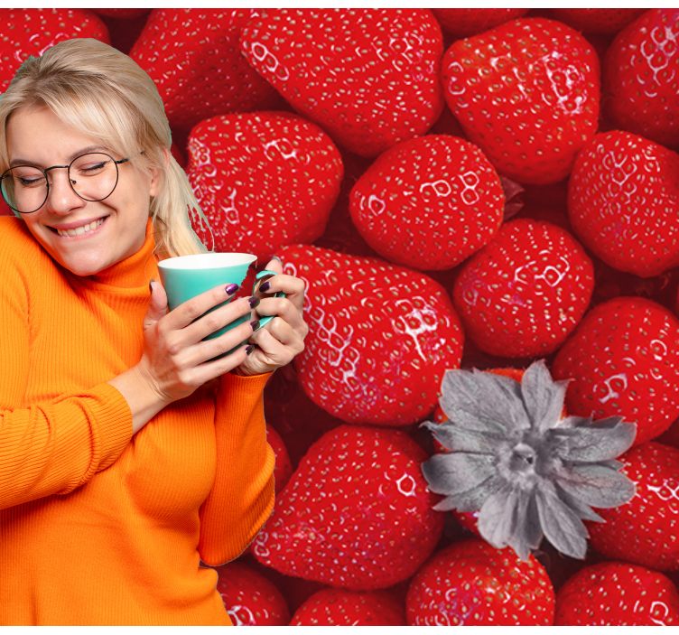 Jordbær og blomster kjøkken fototapet - Tenstickers