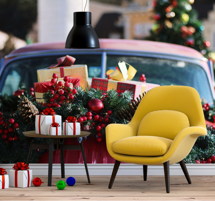 Jul fototapet festlige høytidsgaver - Tenstickers