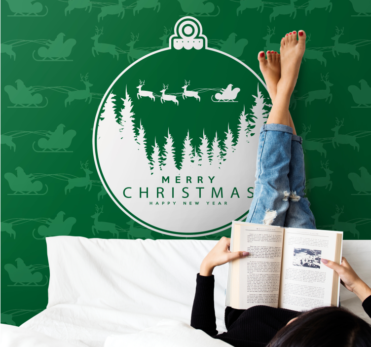 Jul fototapet gledefull vinterlandskap - Tenstickers