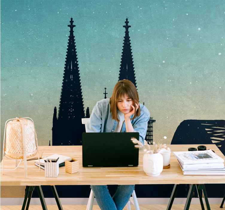 Katedraltårn i silhuett fototapet byer - Tenstickers