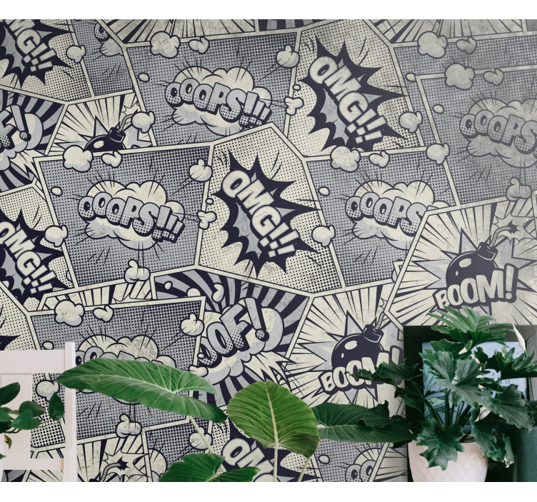 Komiske lydeffekter fototapet urban kunst - Tenstickers