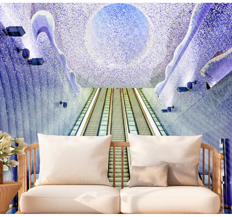 Kunstverk for rulletrappinngang fototapet byer - Tenstickers