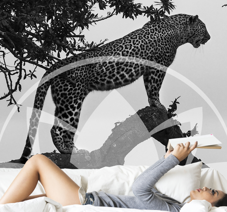 Leopard i treet fototapet dyr - Tenstickers