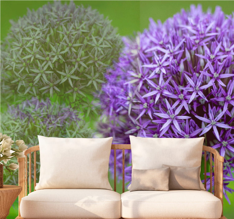 Lilla kuler med grønne stengler fototapet blomster - Tenstickers