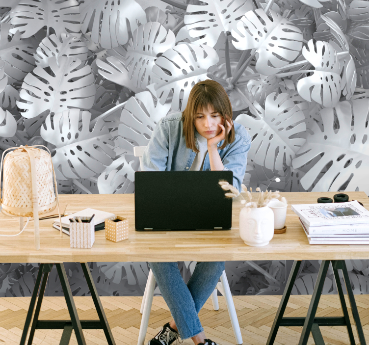 Monstera bladmønster fototapet natur - Tenstickers