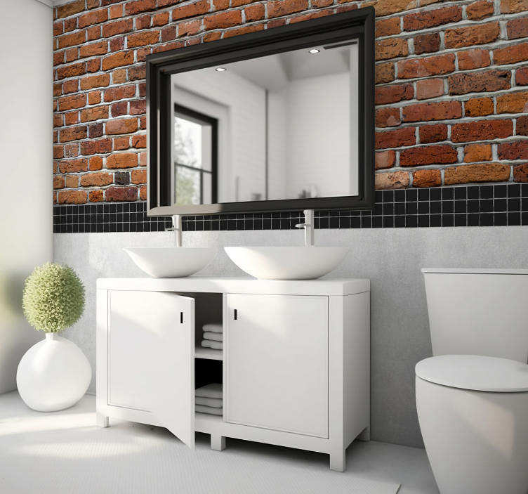 Murstein med fliser Fototapet murstein - Tenstickers