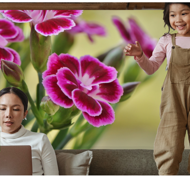 Nærbilde nellik fototapet blomster - Tenstickers