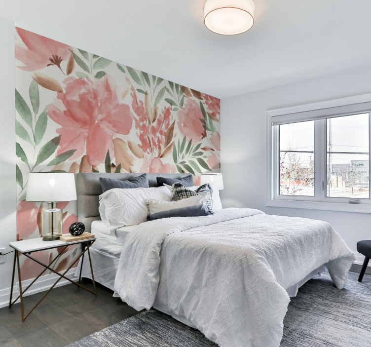 Papier peint panoramique florale fototapet - Tenstickers