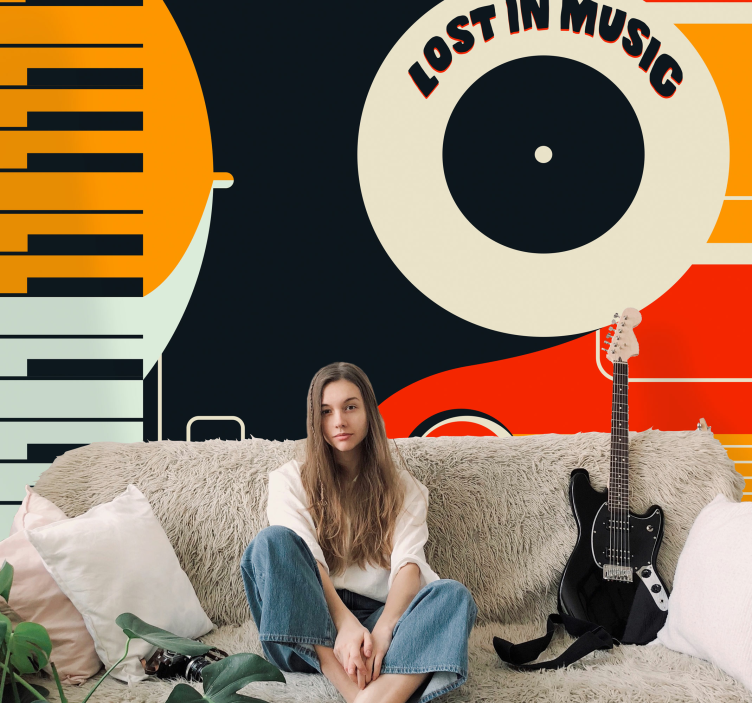 Piano retro design fototapet musikk - Tenstickers