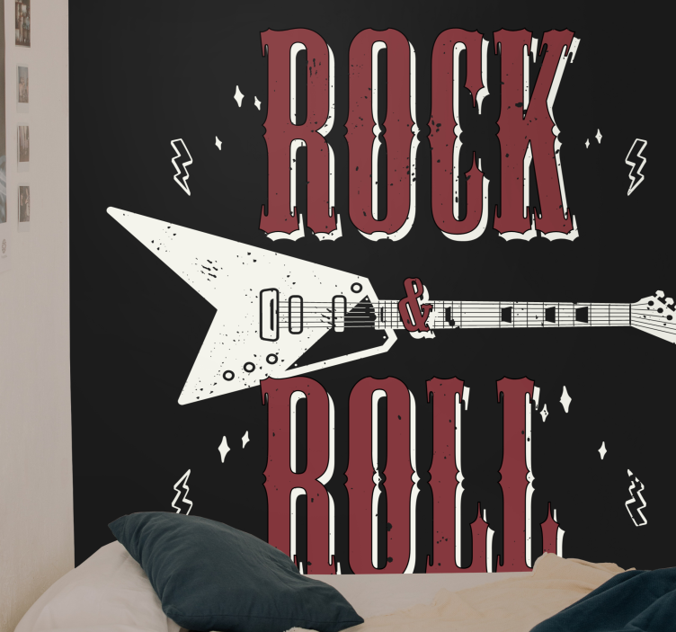 Rock n 'roll med gitardesign fototapet ungdom - Tenstickers
