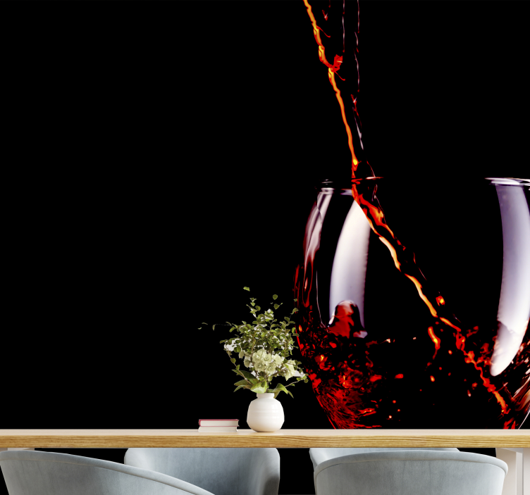 Rødvin fylle glass 3d fototapet - Tenstickers
