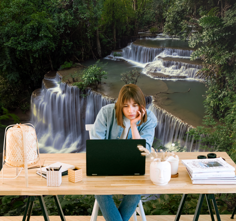 Rolig fossefall fototapet natur - Tenstickers