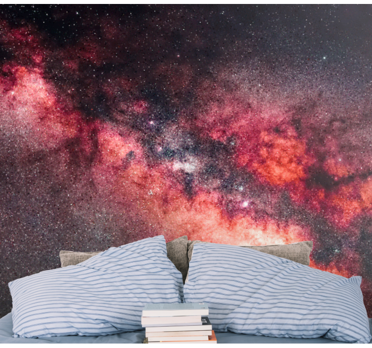 Rombilde i rødt fototapet verdensrommet - Tenstickers