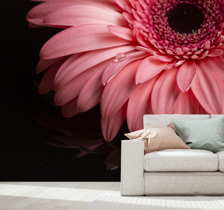 Rosa blomstervegg fotomural - Tenstickers