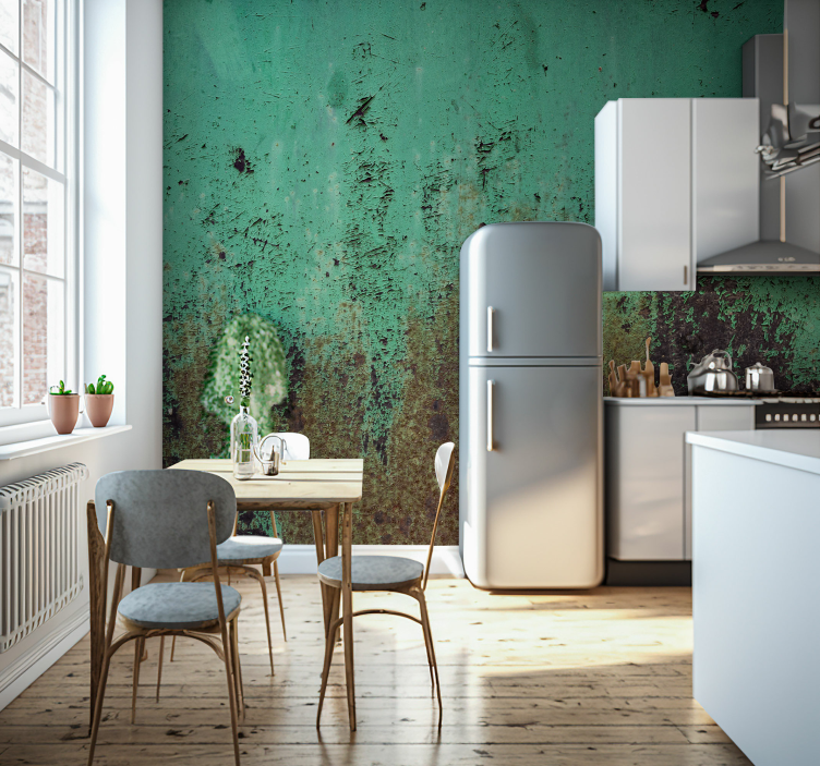 Rusten grønn vegg mønster fototapeter - Tenstickers