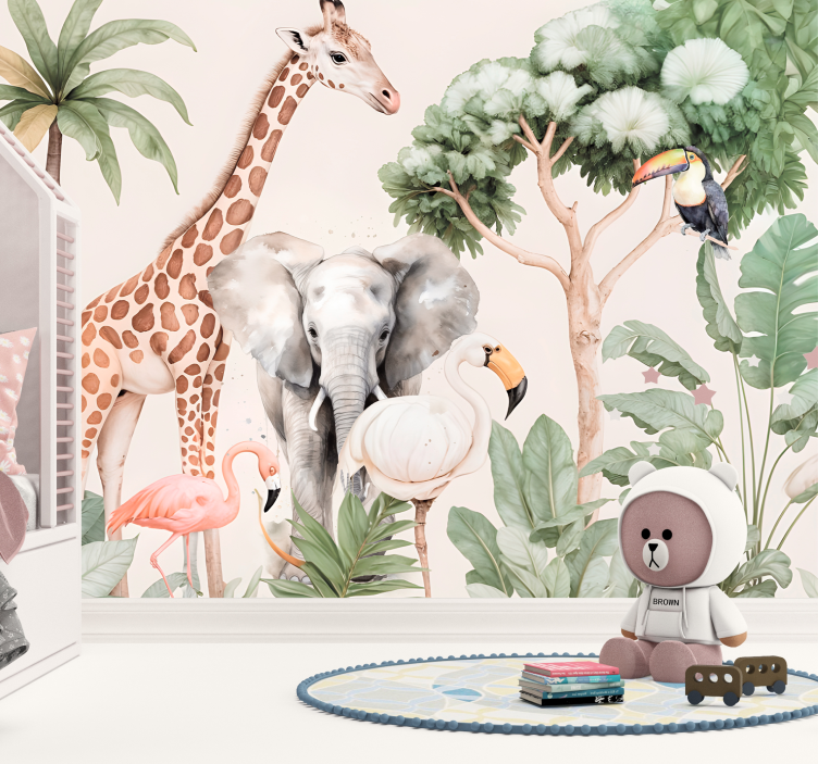 Savannelandskap fototapet dyr - Tenstickers