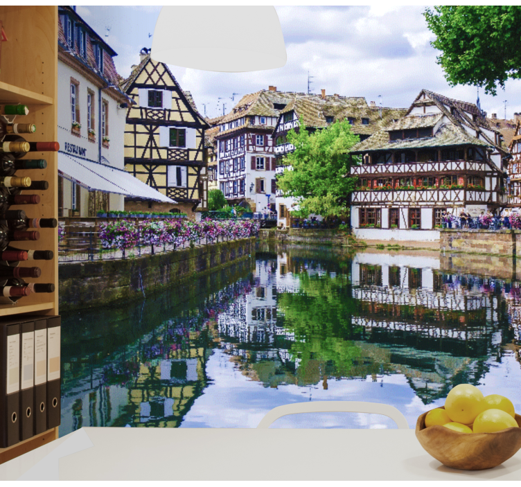 Sjarmerende landsby ved elven fototapet byer - Tenstickers