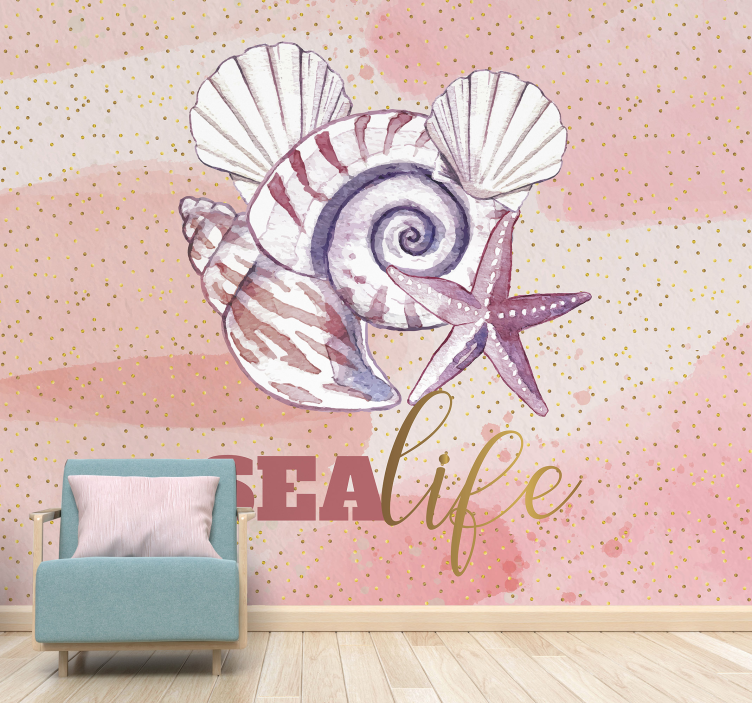 sjø liv & pink fototapet - Tenstickers
