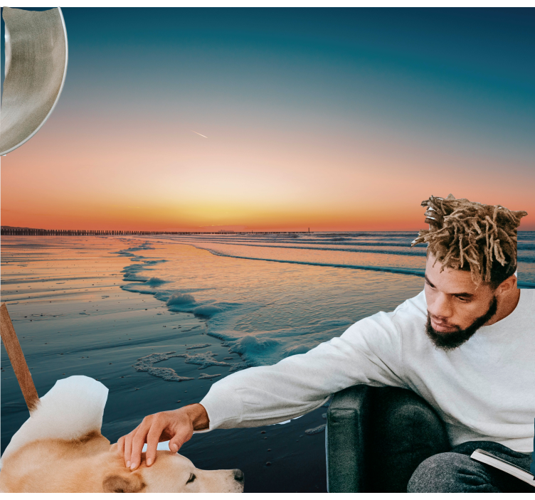 Solnedgang havbølger fototapet natur - Tenstickers