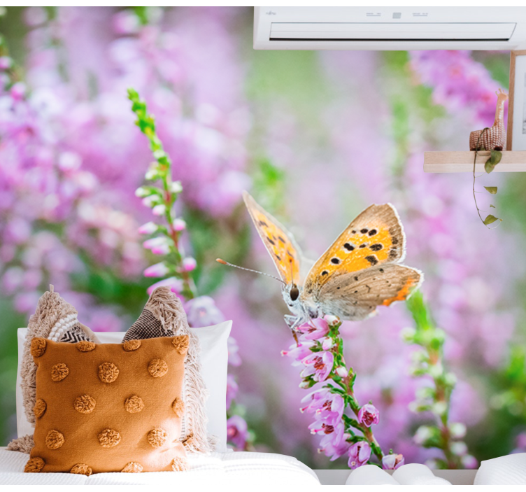 Sommerfugl på blomst fototapet blomster - Tenstickers