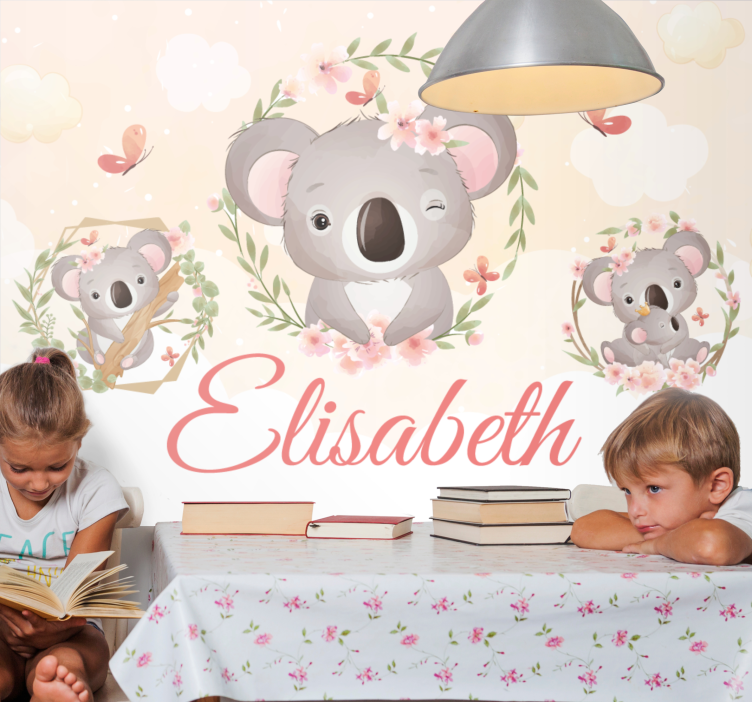 Søte dyr koala med navn fototapet spedbarn - Tenstickers