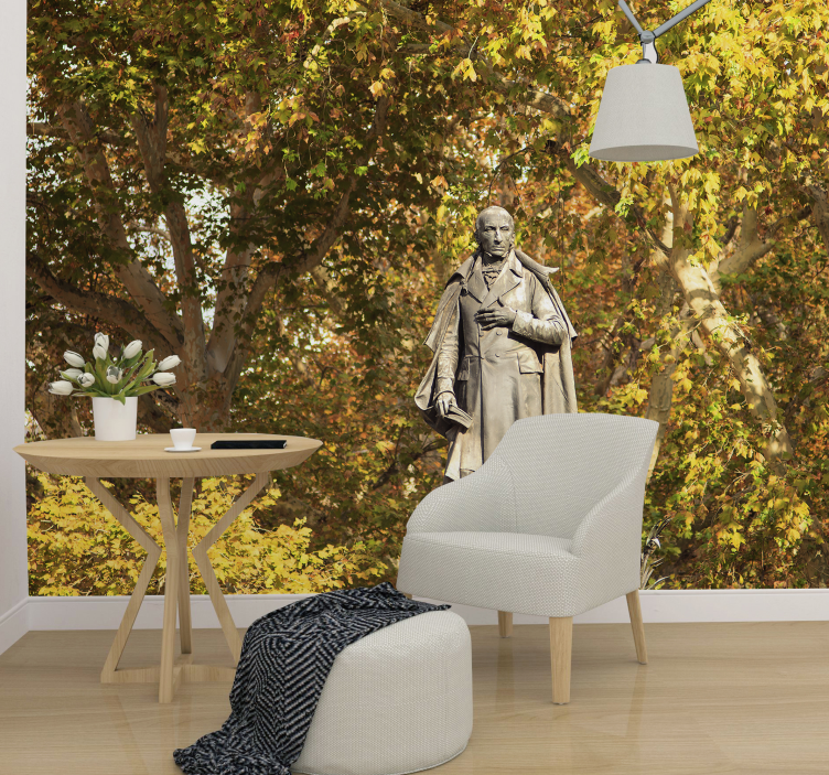 Statue blant løvverk fototapet mennesker - Tenstickers