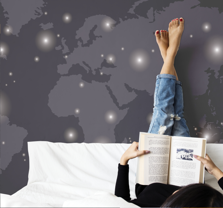 Stjerneklar verdenskart fototapet verdenskart - Tenstickers