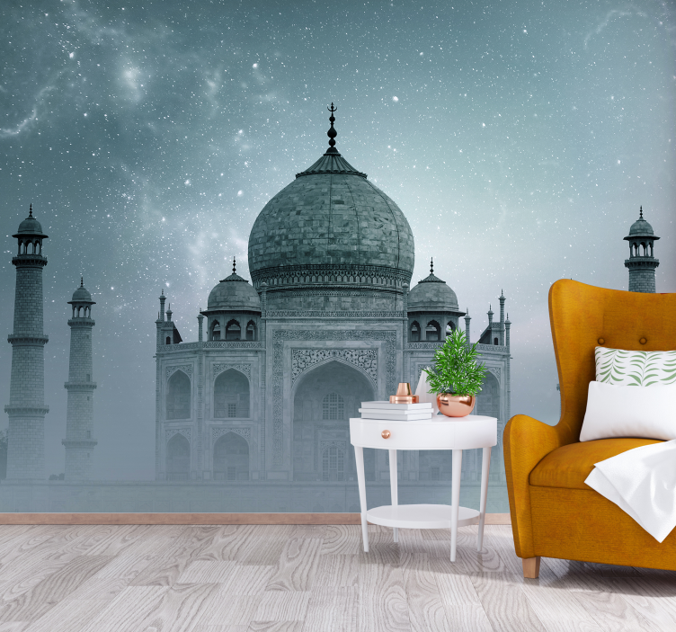 Taj mahal by night fototapet - Tenstickers