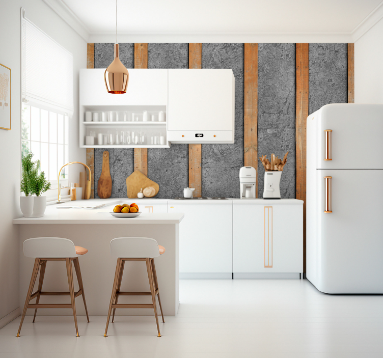 Trefot på betong Fototapet tre - Tenstickers