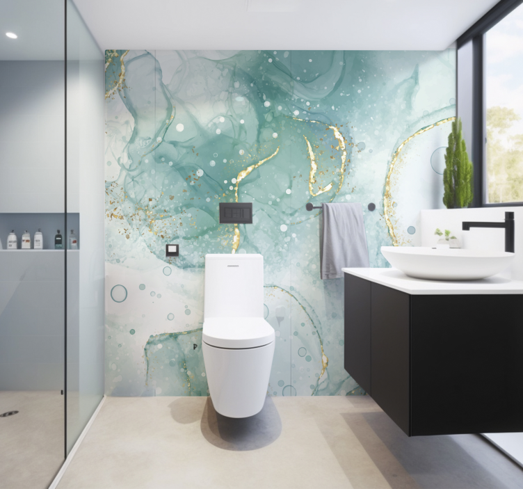 Turkis og gull marmor bad fototapet - Tenstickers