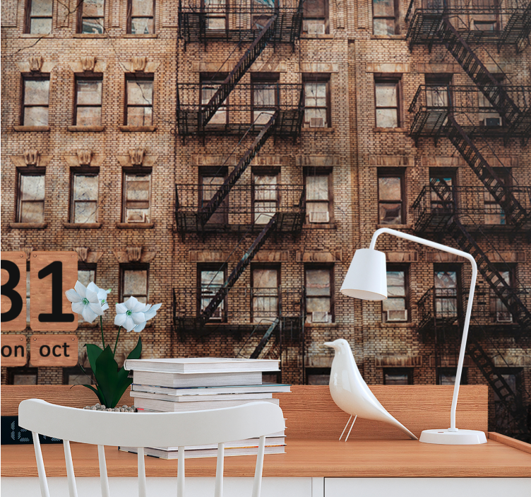 Urban mursteinsfasade fototapet byer - Tenstickers