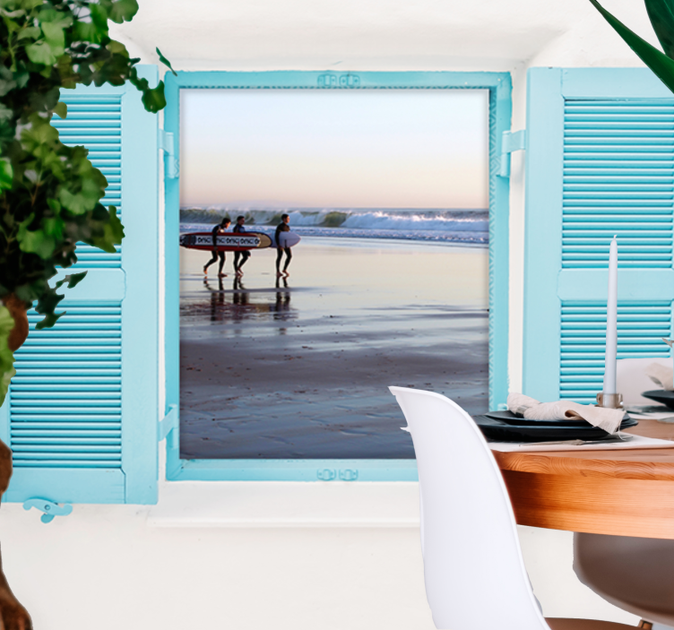 Utsikt til fredelig strand med mennesker fototapet natur - Tenstickers