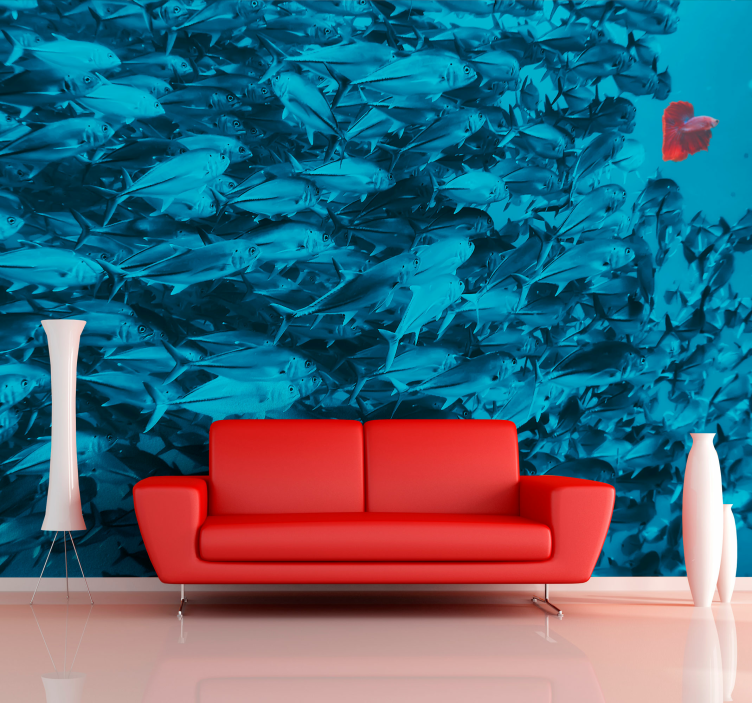 Veggfoto fisk i havet 3d klistremerke - Tenstickers