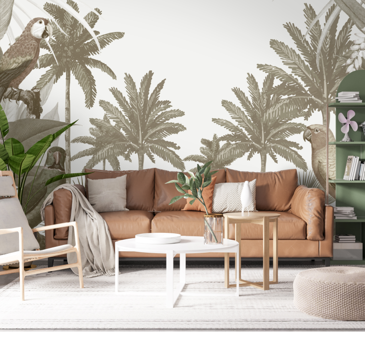 Vintage tropisk fauna Fototapet jungel - Tenstickers