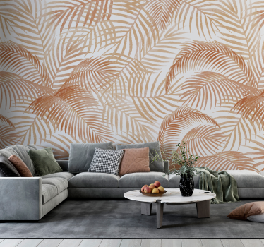 Eksotiske palmer terracotta fototapet - Tenstickers