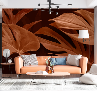 Store tette blader terracotta fototapet - Tenstickers